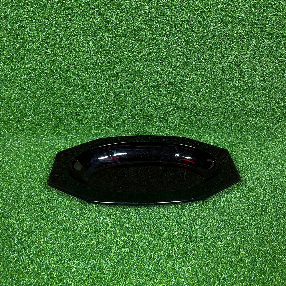 Vintage Dark Purple Amethyst Art Glass Oval Decorative Dish Tray